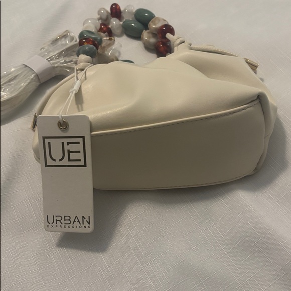 Urban Expressions Ivory Yzabelle Crossbody bag beaded handle vegan leather NWT - Picture 5 of 10